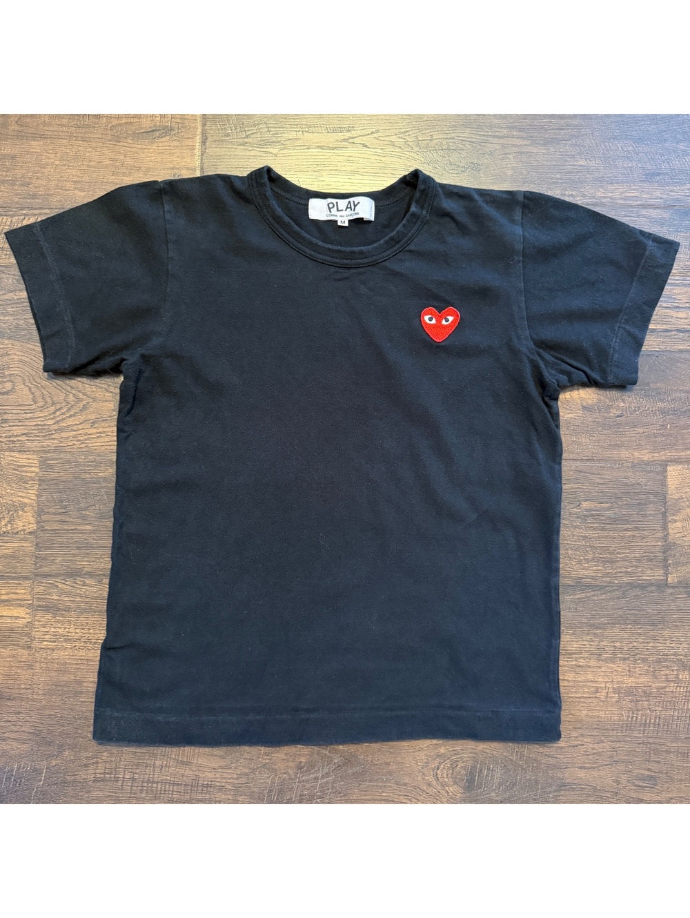 Comme des Garcons PLAY Red Heart Emblem Tee Black Size M Cotton